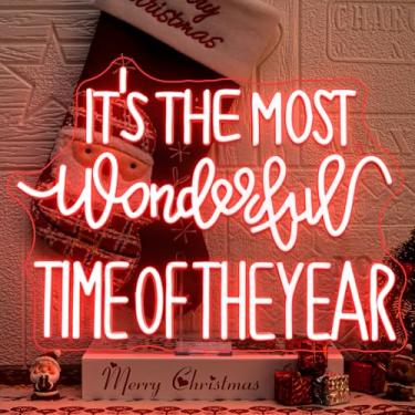 Imagem de FAXFSIGN Letreiro De Neon De Natal É A Época Mais Maravilhosa Do Ano Luzes De Neon De Led Para Decoração De Parede Placas De Iluminação De Bar Para Quarto Cerimônia De Celebração De Clube Em Casa Casa