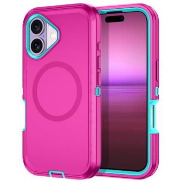 Imagem de I-HONVA Capa para iPhone 17 [compatível com MagSafe] à prova de choque com 3 camadas de proteção total [sem protetor de tela] Capa resistente para Apple iPhone 17 de 6,3 polegadas 2025, rosa vermelha