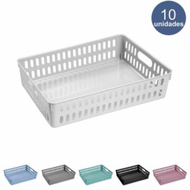 Imagem de Cesto Decorativo Caixa Organizadora Grande - Kit Com 10 Organizador Co