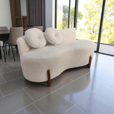 Imagem de Namoradeira Sofá Feijão Lounge Orgânica Couro Bege - Mazzero Decor