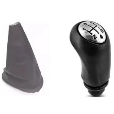 Imagem de Kit Bola Câmbio Manopla Cromada + Coifa Cinza Sandero 07-08