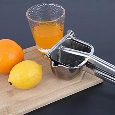 Imagem de DJAPWPX Espremedor de limão de aço inoxidável 304, espremedor manual resistente, espremedor de limão, espremedor de suco, laranja, limão, toranja, espremedor de frutas, prata