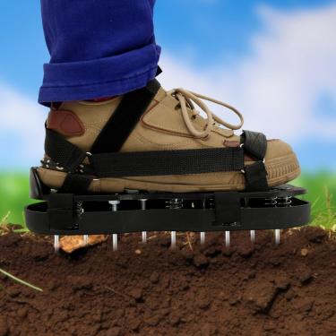 Imagem de Tzdxfgl Sapatos aeradores de gramado com base de mola, ferramenta aeradora de grama, sapatos de ponta com alças adaptáveis, sapatos de aeração de grama de camada dupla atualizada, sapatos de aeração