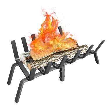 Imagem de DPZM Grelha de lareira resistente de 53 cm, rack de madeira de aço sólido para queima de madeira, grades de lenha extra largas para lareira interna e fogueira externa, grelha de fogão a lenha