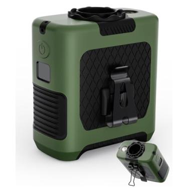 Imagem de GRLELOU Ventilador portátil de cintura, ventilador de camisa recarregável com 5 velocidades ajustáveis e luz LED, ventilador de refrigeração pessoal com bateria de 10000 mAh, cinto portátil para