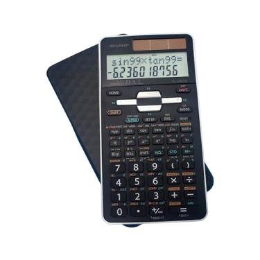 Imagem de Sharp EL-506TSBBW Calculadora científica de engenharia de 12 dígitos com capa rígida protetora, bateria e visor LCD híbrido solar, ótimo para estudantes e profissionais, preto