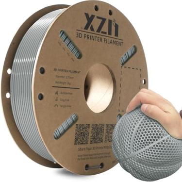 Imagem de XZN Filamento TPU 1,75 mm 95A Filamento de impressora 3D flexível macio, carretel de 1 kg (1 kg), precisão dimensional +/- 0,02 mm (TPU cinza)