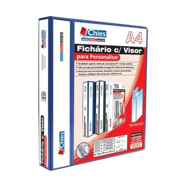 Imagem de Fichário revestido cristal A4 azul 40mm c/ 4 argolas Chies