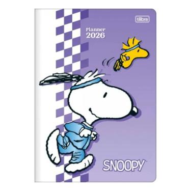 Imagem de Tilibra - Planner Grampeado 17,8 x 25,4 cm Snoopy 90 G 2026 - Fundo Roxo - TILIBRA