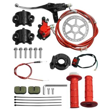 Imagem de Sistema de pinça de freio hidráulico esquerdo para mini bicicleta com rotor de disco de 180 mm e cabos de acelerador, adequado para Predator 79cc 97cc 2.8HP Baja DoodleBug DB30 Blitz Dirt Mini Moto