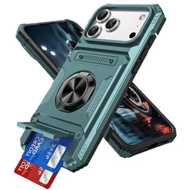 Imagem de MEMAXELUS Capa carteira para iPhone 17 Pro de 6,3 polegadas com suporte para cartão, [loja 2 cartões] Suporte de anel de 360° de corpo inteiro, resistente, à prova de choque, capa protetora de