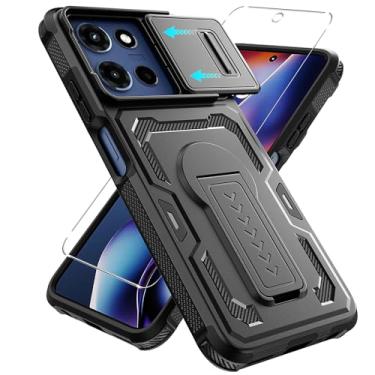 Imagem de Yznoek Capa para Moto G 5G 2025, protetor de tela, camada dupla resistente à prova de choque resistente com suporte e câmera deslizante compatível com Motorola Moto G 5G 2025 (preto)
