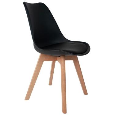 Imagem de Cadeira De Jantar Ayla Com Base De Madeira E01 Preto