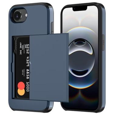 Imagem de Qinmay Capa carteira compatível com iPhone 16e, suporte para cartão embutido, camada dupla protetora resistente à prova de choque com compartimento para cartão oculto, capa fina para celular para