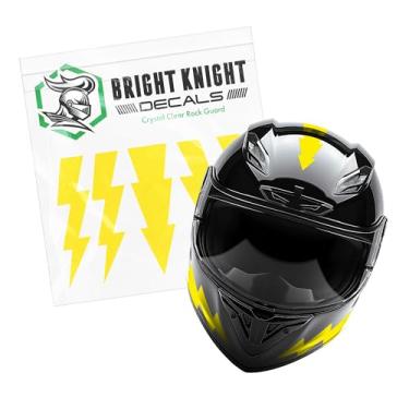Imagem de Adesivos de relâmpago refletivos Bright Knight (amarelo, pacote com 1) - Adesivos retrorrefletivos de capacete premium 3M para bicicletas, motocicletas, laptops e mais - Decalques de relâmpago para