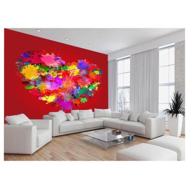 Imagem de Papel De Parede Arte Coração Colorido Pintura 3,5M Tra113
