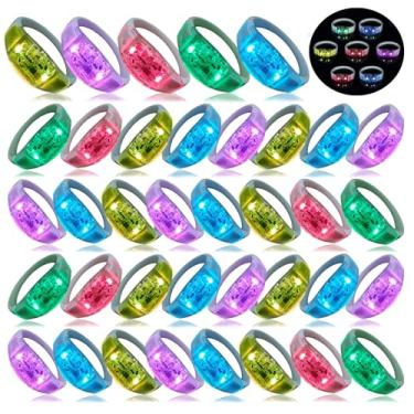 Imagem de 20 Pcs LED Glow Bracelets Sound Activated Color Change Bracelet Music Control Light Up Bracelets for Adults Glow in The Dark Party Supplies For Birthday Carnival Concerts Night Events