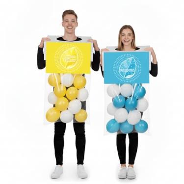 Imagem de Arrowbash 48 peças fantasia de casal de Halloween adulto menta doce festa criativa cosplay fantasia para homens mulheres amigos gêmeos (amarelo limão, azul gelado)