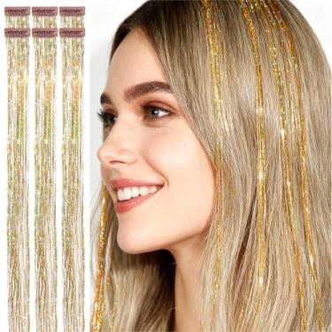 Imagem de CelineBella Kit de prendedor de cabelo, extensões de cabelo douradas, 61 cm, 80 fios por peça, resistente ao calor, para meninas, crianças, presente de ano novo, cosplay