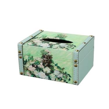 Imagem de Porta-lenços quadrado para caixa de lenços de papel, caixa de lenços de pintura a óleo clássica, organizador de folhas de secador de couro para banheiro, penteadeira, bancada, suporte de caixa de