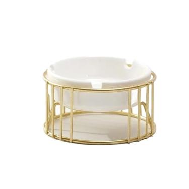Imagem de Cinzeiro de cinzeiro com prateleira decorações geométricas para casa, escritório, interior, exterior, pátio, exterior, cinzeiro (dourado)