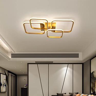 Imagem de Luminária de teto moderna embutida para sala de estar, sala de jantar, quarto infantil, luminária regulável com controle remoto, luminária de design quadrado, abajur de acrílico para cozinha