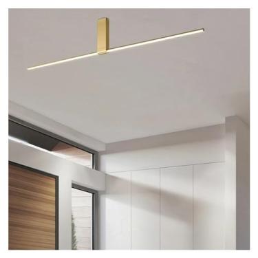 Imagem de Luminárias de teto longas minimalistas compatíveis com sala de jantar, escritório, corredor, loja de roupas, linha de iluminação, luz de teto 120 cm 90 cm, ouro, preto e branco, lâmpadas de