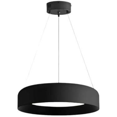 Imagem de Luminária pendente LED preta regulável para sala de jantar e ilha de cozinha Lustre moderno ajustável de 19,7 polegadas com luminária de teto ajustável em altura