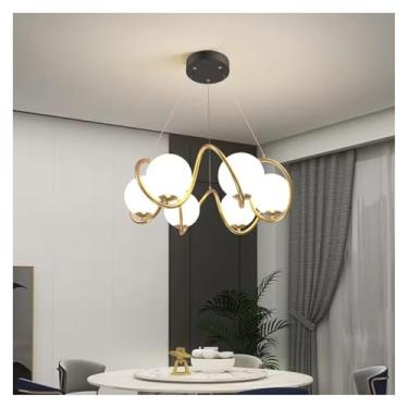 Imagem de Lustre nórdico de LED para decoração de casa, luminária suspensa dourada, sala de estar, corredor, quarto, cozinha, mesa de jantar, iluminação moderna