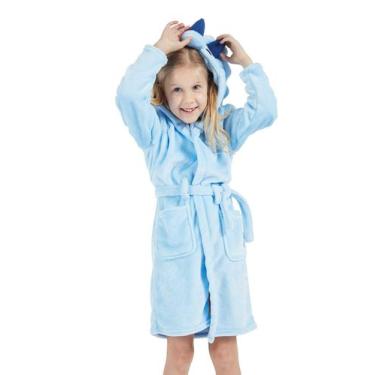 Imagem de Roupão infantil DELEY Fannel, roupão de dormir com capuz, dinossauro