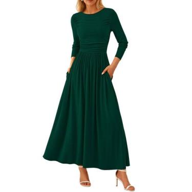 Imagem de Vestido longo feminino PRETTYGARDEN 2025, primavera, manga comprida