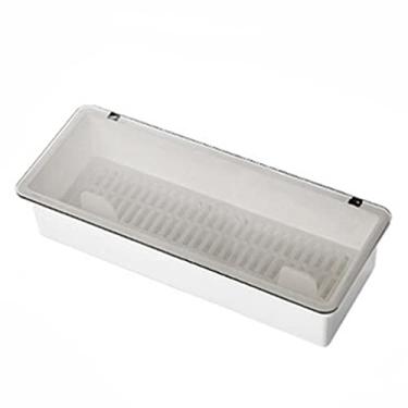 Imagem de Organizador de talheres bandeja de plástico com tampa, talheres de cozinha e utensílios, organizador de gavetas, recipiente de armazenamento de bancada ()