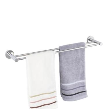 Imagem de Acessórios de banheiro Suporte de escova de vaso sanitário polido cromado toalheiro saboneteira gancho de prateleira de parede de vidro suporte de papel higiênico SUS, suporte de papel (barra dupla)