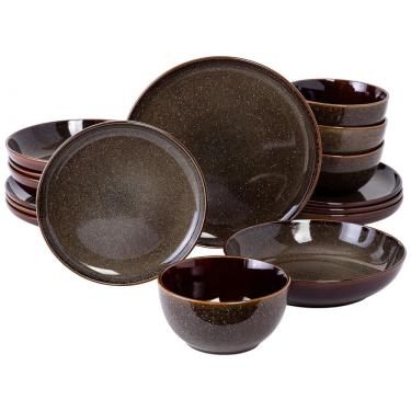 Imagem de Aparelho de Jantar com 16 Peças em Cerâmica Serve 4 Pessoas, Gibson Elite Edwina, Marrom