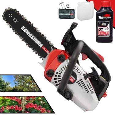 Imagem de Motosserra À Gasolina Kawashima KCS260P PLUS 25,4cc Com Sabre 12 Polegadas Ideal Para Tarugamento e Pomares + 1 ÓLEO TOYAMA 2 TEMPOS