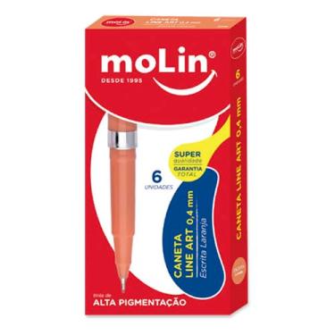 Imagem de Molin Caneta Line Art - 0,4mm - Laranja - Caixa com 6 Unidades