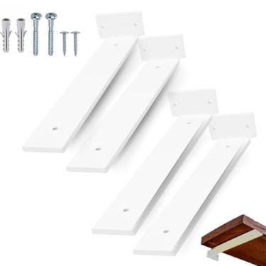 Imagem de rio design99 – 40cm - mão francesa cantoneira invisível – branca – ferro aço suporte para prateleira reforçada resistente industrial madeira bancada estante – 400mm