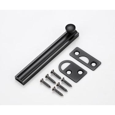 Imagem de SUYA Trava deslizante oculta de 90/180 graus, parafuso de superfície de latão sólido de 10 cm em preto fosco, trava elegante e segura para portas francesas/cercas de madeira/portões/armários ou portas