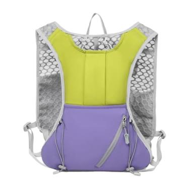 Imagem de RNXRZANK Colete de Hidratação com Mochila Respirável, Fivela Dupla, Tecido Oxford, Equipamento de Corrida com Faixas Refletivas, Adequado para Atividades Espor, Verde Roxo