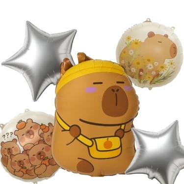 Imagem de Kit 5 Balões Foil Capivara Bolsa Laranja – Cartelado Premium – Balão Festa Infantil, Decoração Criativa – Luma Festas