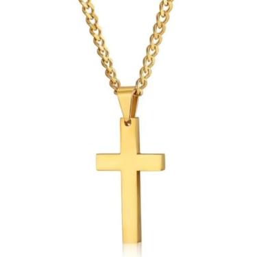 Imagem de Colar Cruz Banhado – Fé, Proteção e Estilo (Dourado, Prata e Preto) (ouro)