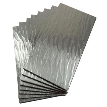 Imagem de XUANINY 64 peças de azulejos de metal autoadesivo para parede 3D, mosaico de alumínio autoadesivo para metrô de cozinha (7,6 cm x 15,2 cm) (Retângulo) (dourado claro, 64)