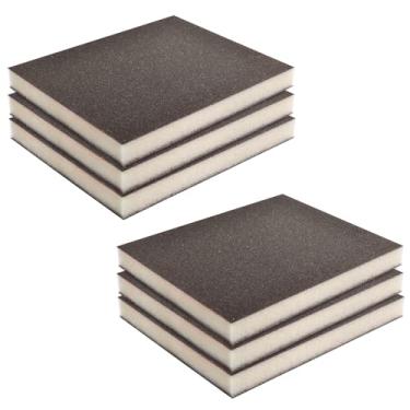 Imagem de FOCMKEAS 6 peças de esponja de lixa 180 grãos molhados e secos esponjas laváveis e reutilizáveis de lixa esponja abrasiva dupla face para madeira, metal, drywall e polimento de móveis cinza