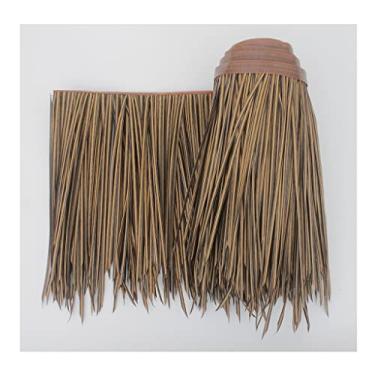 Imagem de Palmeira de palha de plástico PE palha telha de telhado artificial mexicana palmeira palha rolo de corredor Tiki Hut painel de telhado de palha para gazebo pátio guarda-chuva festa (amarelo b, 0,5 x 8