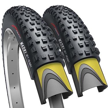 Imagem de Fincci Par de pneus de bicicleta de 29 x 2,25 polegadas 57-622 dobráveis 60 TPI com proteção de nylon para bicicleta híbrida Mountain Enduro Gravel MTB - Pacote com 2 pneus de 29 x 2,25