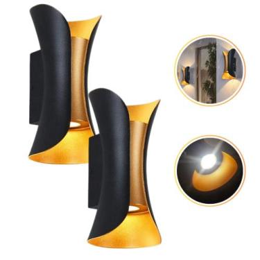 Imagem de 2 Arandela Luxo Luminária LED 10W Dupla Luz Cima e Para Baixo BrancoQu