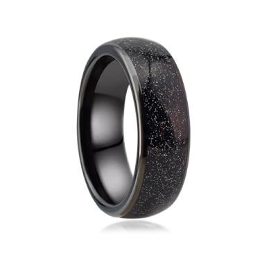 Imagem de NEXUVELL Anel inteligente RFID incrustado com fragmento de galáxia opala Epóxi ID T5577/IC CUID (GEN2) Chip clone regravável 125 kHz/13,56 mHz anel de bloqueio de controle de acesso, US#11, Cerâmica