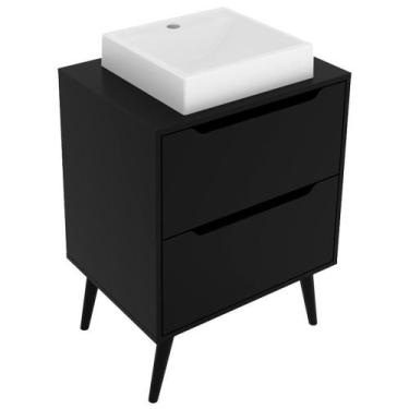 Imagem de Gabinete 2 Gavetas Com Cuba Para Banheiro Bn3600x39 Preto - TECNO MOBI