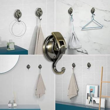 Imagem de Ganchos resistentes com ventosa sem broca, gancho de sucção a vácuo para banheiro e cozinha, adesivo forte e removível