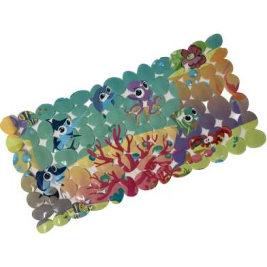 Imagem de Tapete para Box Banheira Estampa Desenho Infantil Antiderrapante com Ventosas 35 x 71cm (Tubarão)